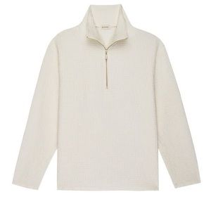 DONNI. Waffle 1/2 Zip Pullover Cream